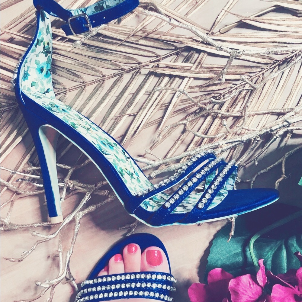 Blue Rhinestone Heel